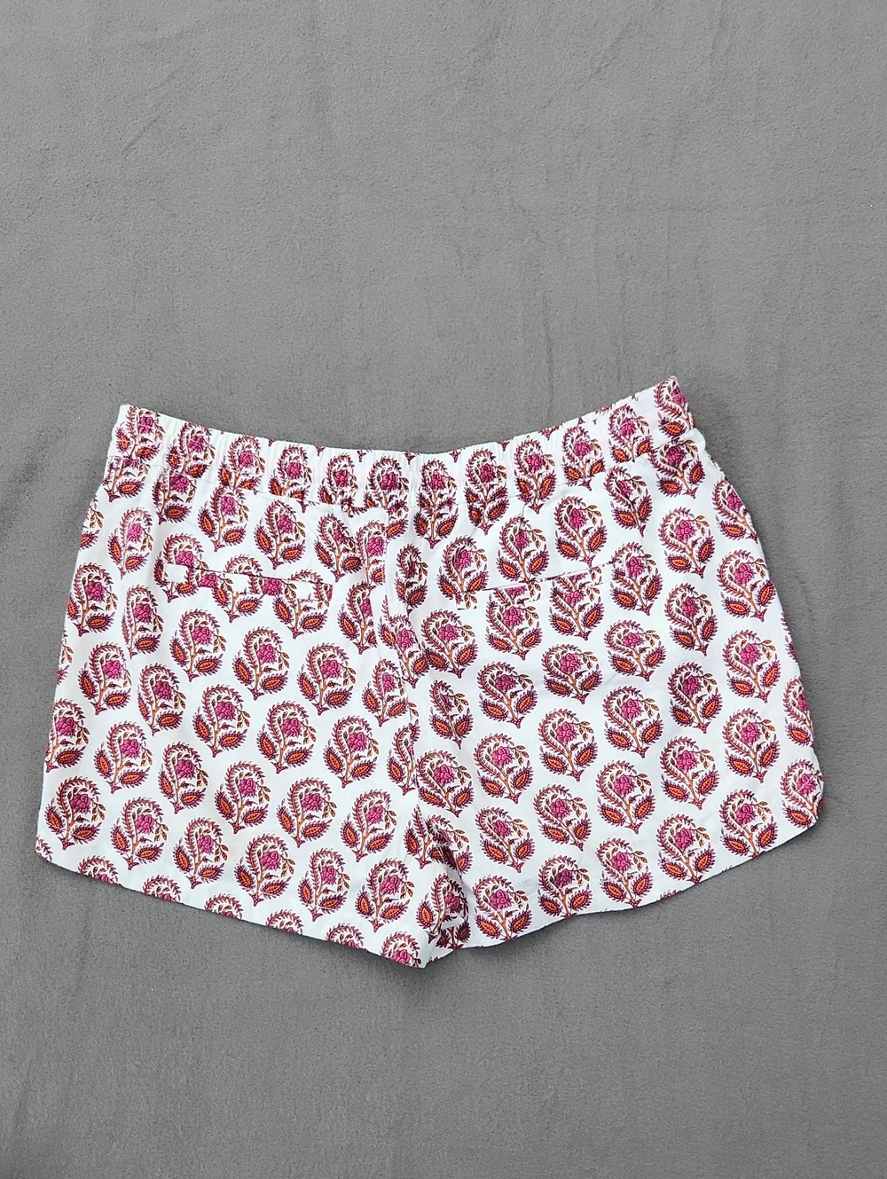 J.Crew Women's Pink Floral Block Print Linen Drawstring Shorts Sz Large